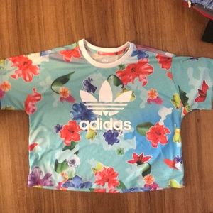 Adidas flower print crop top